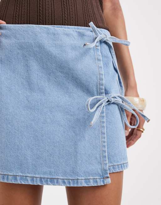 ASOS DESIGN – Jeansowa kopertowa spódnica mini, 4 z 5