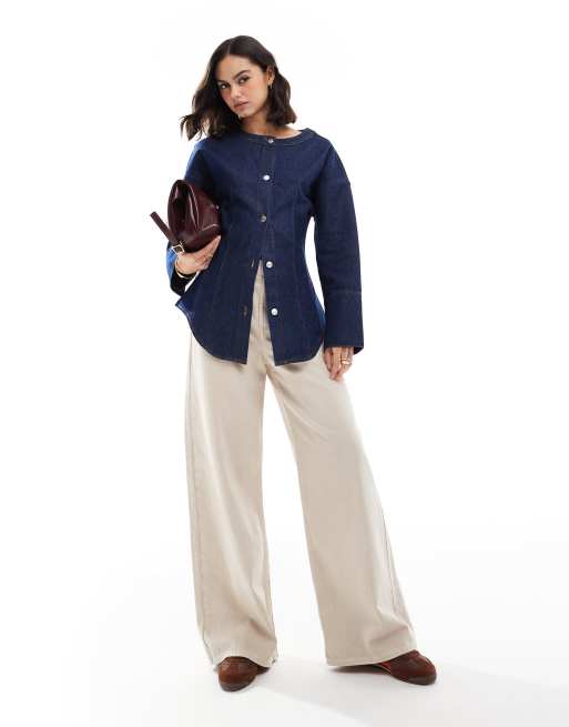 ASOS DESIGN – Jeansowa koszula w kolorze indygo ze zwężaną talią