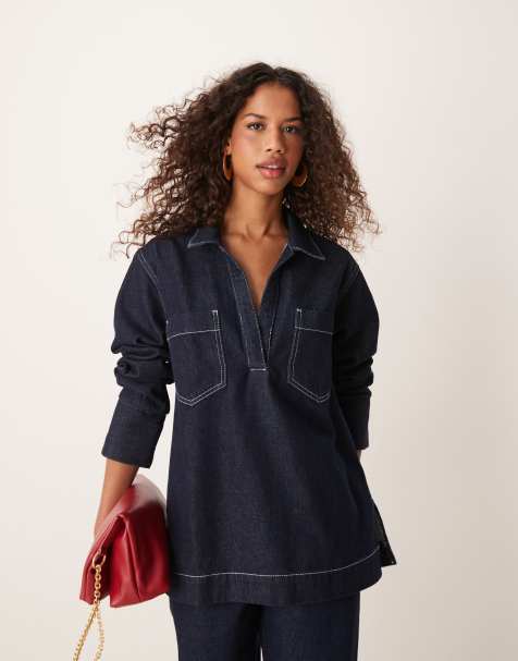 ASOS DESIGN – Jeansowa koszula w stylu rugby w kolorze indygo - view 1