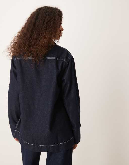 ASOS DESIGN – Jeansowa koszula w stylu rugby w kolorze indygo, 3 z 4