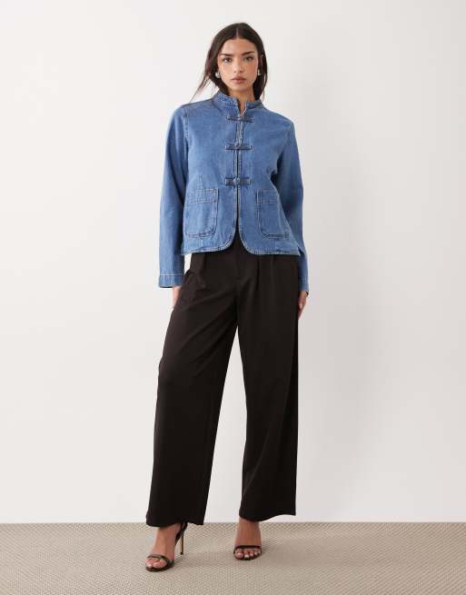 ASOS DESIGN – Jeansowa kurtka oversize ze stójką w kolorze indygo, 2 z 4