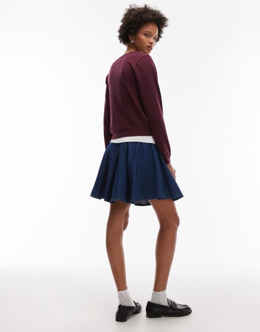 ASOS DESIGN – Jeansowa plisowana spódnica mini w kolorze indygo, 5 z 5