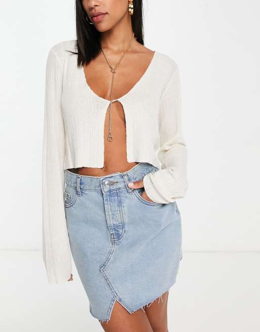 ASOS DESIGN – Jeansowa spódnica mini z efektem sprania , 4 z 4