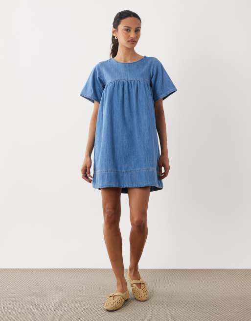 ASOS DESIGN – Jeansowa sukienka mini w stylu babydoll, 2 z 4
