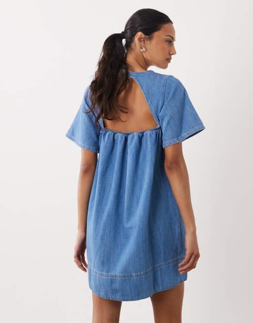 ASOS DESIGN – Jeansowa sukienka mini w stylu babydoll, 4 z 4