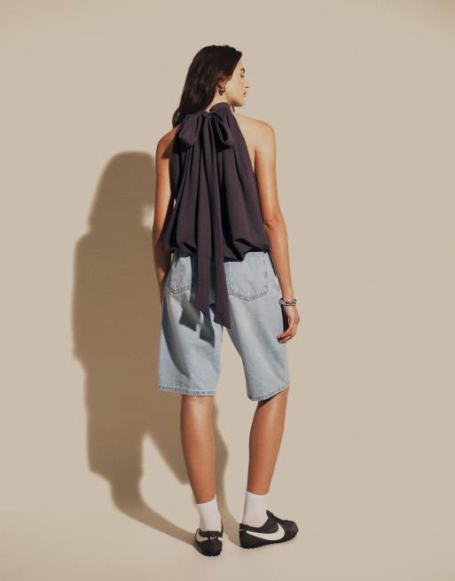 ASOS DESIGN jeansowe baggy bermudy w jasnoniebieskim denimie, 5 z 5