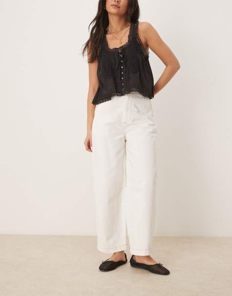 ASOS DESIGN – Jeansowe spodnie z baryłkowatymi nogawkami, w kolorze ecru - view 1