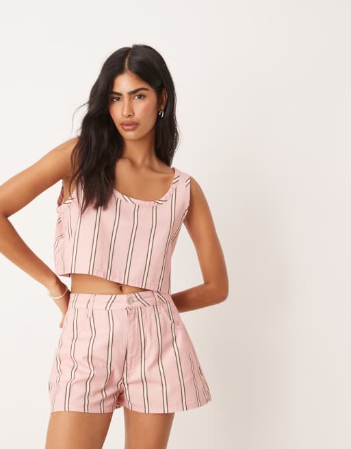 ASOS DESIGN – Jeansowe trapezowe szorty w paski, część zestawu, 2 z 5