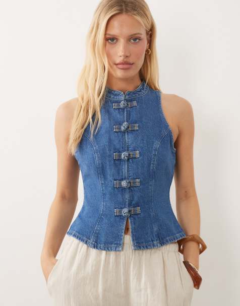 ASOS DESIGN – Jeansowy top ze stójką - view 1