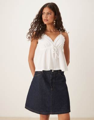 ASOS DESIGN - Jeansrock in Rinse-Waschung mit ungewöhnlicher Länge-Marineblau