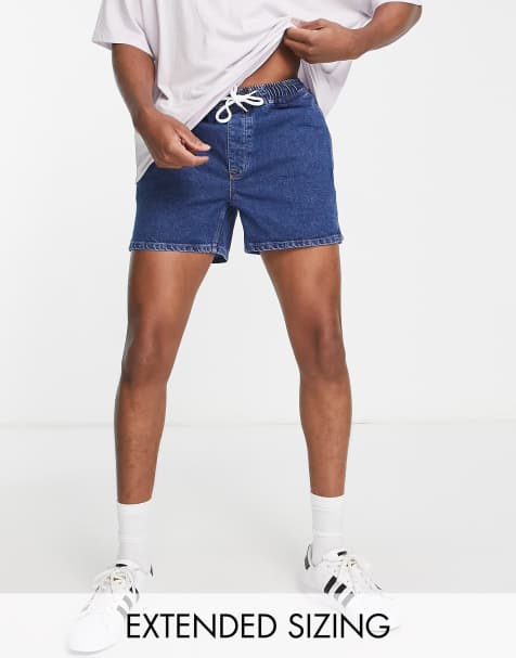 ASOS DESIGN – Jeansshorts in verwaschenem Hellblau mit Gummibund und Saumschlitzen - view 1