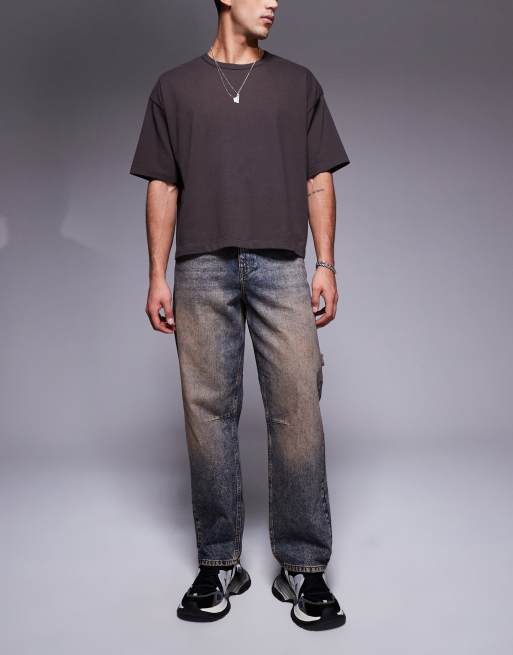ASOS DESIGN – Jeansy baggy w kolorze indygo z efektem odbarwienia