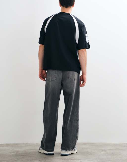 ASOS DESIGN jeansy barrel w spranym szarym, 3 z 5