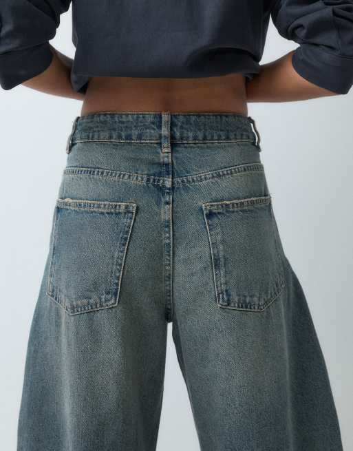 ASOS DESIGN jeansy barrel z efektem sprania w odcieniu vintage, 4 z 5
