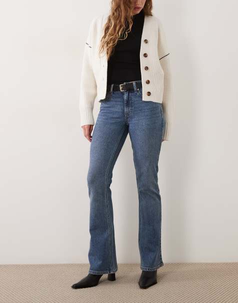 ASOS DESIGN jeansy bootcut flare w średnim odcieniu niebieskiego - view 1