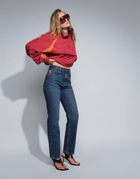 ASOS DESIGN jeansy o prostych nogawkach w stylu lat 90. w ciemnym odcieniu - view 1