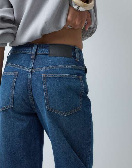 ASOS DESIGN jeansy o prostych, szerokich nogawkach w ciemnym średnim odcieniu, 5 z 5