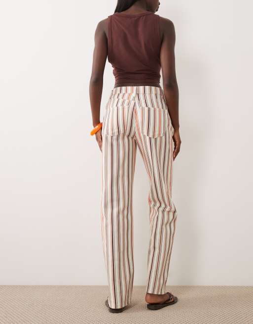 ASOS DESIGN – Jeansy o prostym kroju w paski w naturalnym kolorze, 3 z 5