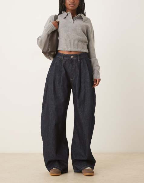 ASOS DESIGN oversized horseshoe jean in rinse wash
