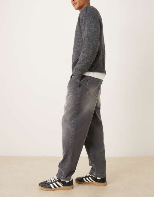ASOS DESIGN – Jeansy oversize ze zwężanymi nogawkami w kolorze spranej czerni, 2 z 5