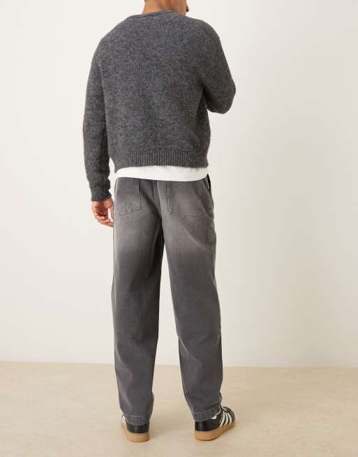 ASOS DESIGN – Jeansy oversize ze zwężanymi nogawkami w kolorze spranej czerni, 3 z 5