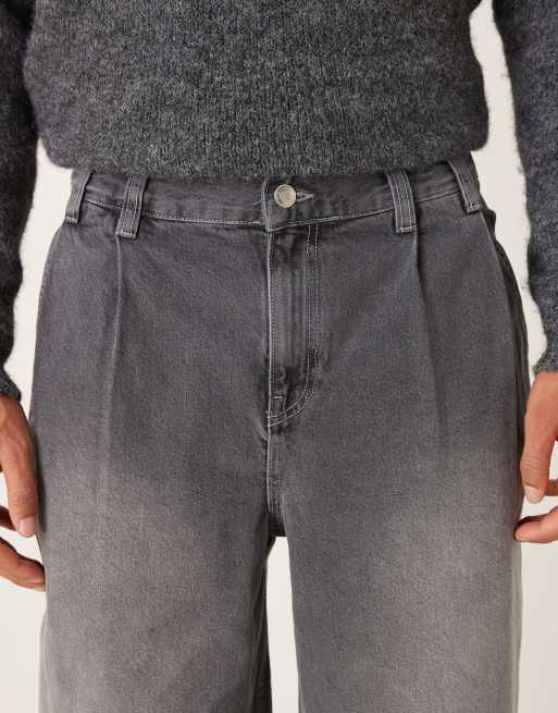 ASOS DESIGN – Jeansy oversize ze zwężanymi nogawkami w kolorze spranej czerni, 4 z 5