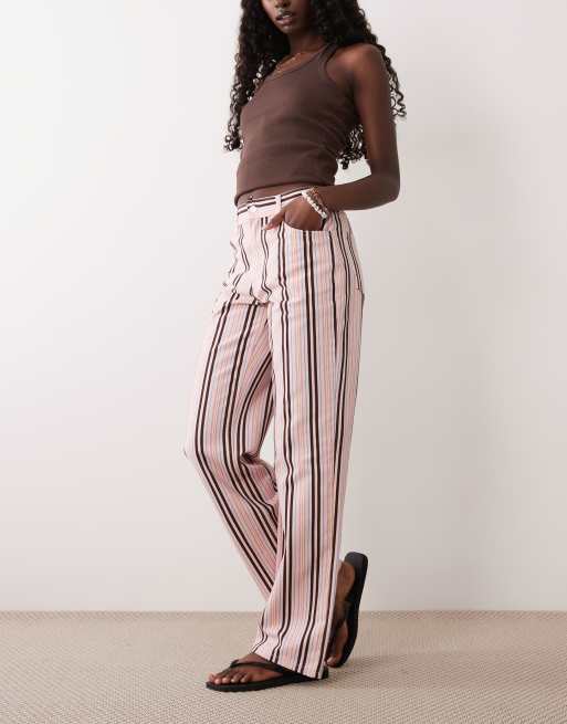 ASOS DESIGN jeansy slim leg ze średnim stanem w różowe paski, 2 z 5