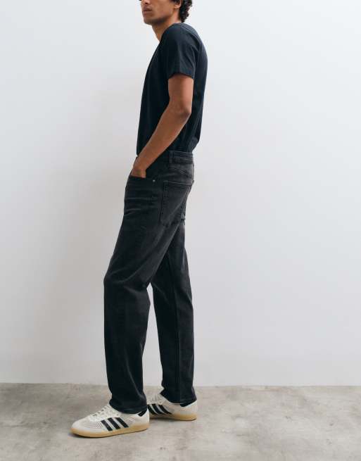 ASOS DESIGN jeansy slim ze stretchem w spranym czarnym - BLACK, 3 z 5