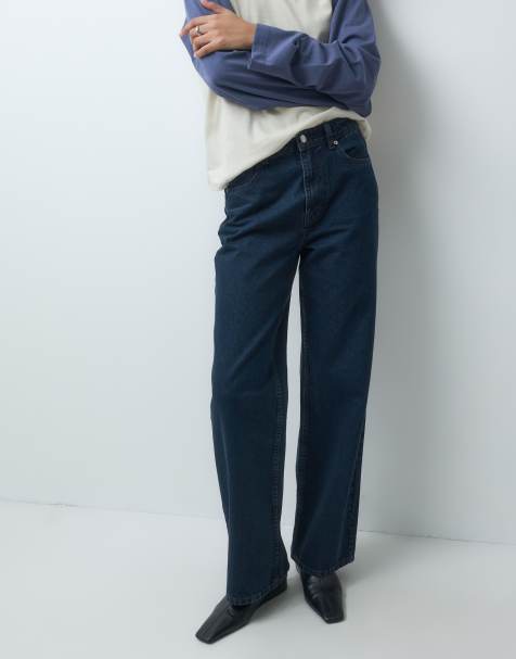 ASOS DESIGN jeansy straight wide leg w kolorze niebiesko-czarnym - view 1
