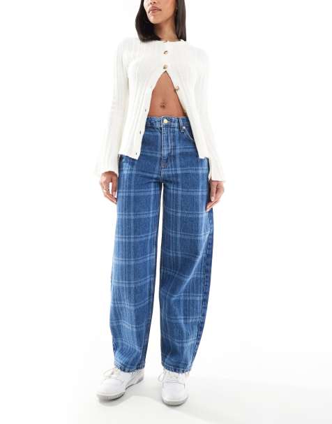 ASOS DESIGN – Jeansy w kratkę z baryłkowymi nogawkami - view 1