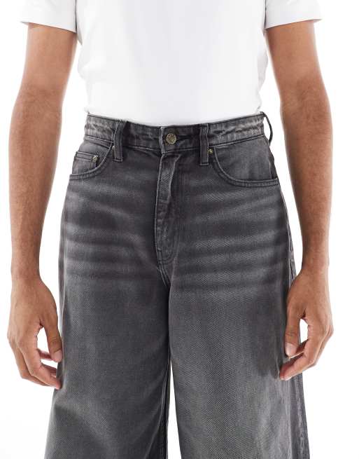 ASOS DESIGN – Jeansy z bardzo szerokimi nogawkami w spranym czarnym kolorze, 4 z 5