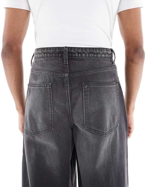 ASOS DESIGN – Jeansy z bardzo szerokimi nogawkami w spranym czarnym kolorze, 5 z 5