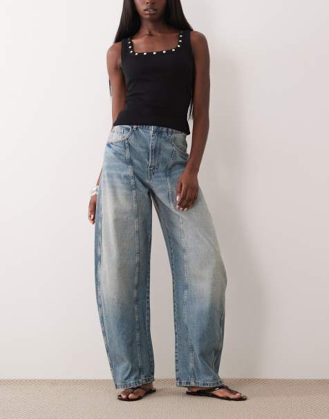 ASOS DESIGN – Jeansy z baryłkowymi nogawkami i ozdobnymi szwami w stylu vintage - view 1