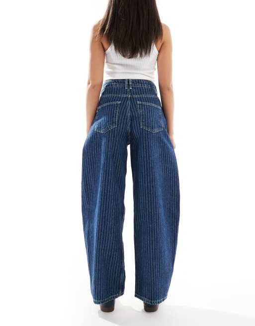 ASOS DESIGN – Jeansy z baryłkowymi nogawkami i wysokim stanem w paski , 3 z 5
