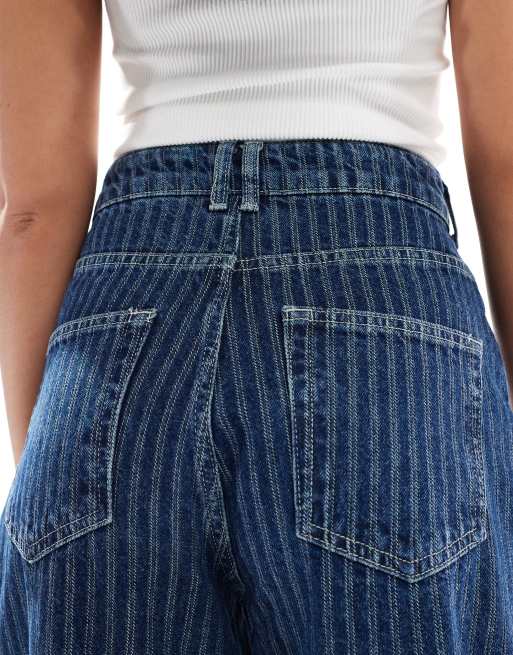 ASOS DESIGN – Jeansy z baryłkowymi nogawkami i wysokim stanem w paski , 5 z 5