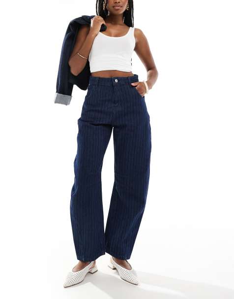 ASOS DESIGN – Jeansy z baryłkowymi nogawkami i wzorem w paski - view 1