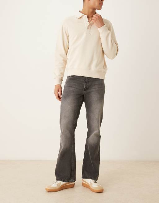 ASOS DESIGN – Jeansy z rozszerzanymi nogawkami w kolorze czarnym z efektem sprania w stylu vintage