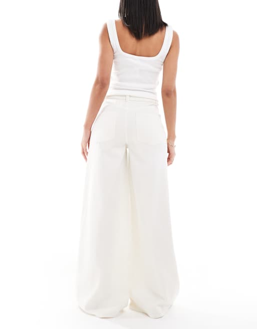 ASOS DESIGN – Jeansy z wysokim stanem i szerokimi nogawkami w kolorze ecru, 2 z 5