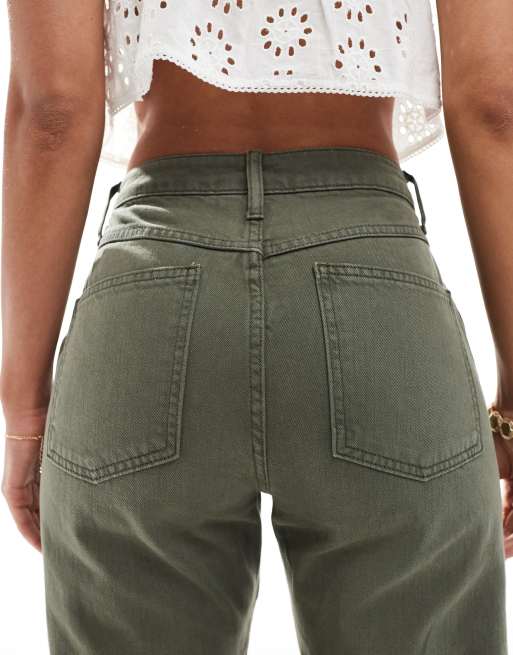 ASOS DESIGN – Jeansy z zaokrąglonymi nogawkami w kolorze khaki, 4 z 5