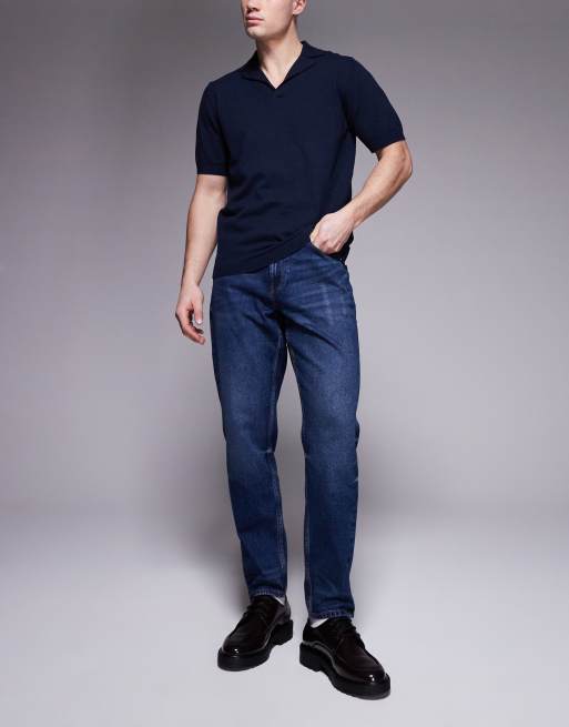 ASOS DESIGN – Jeansy ze zwężanymi nogawkami w stylu vintage z ciemnoniebieskiego denimu