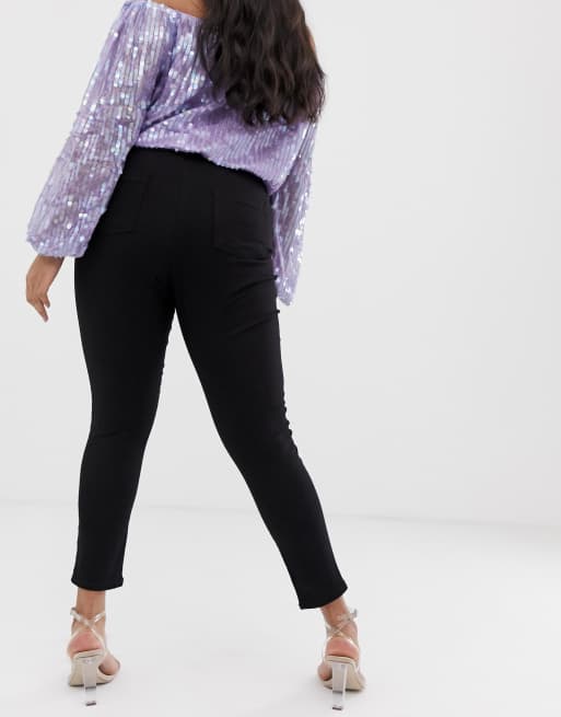 ASOS DESIGN – Jeggings in reinem Schwarz zum Überziehen, 2 von 4