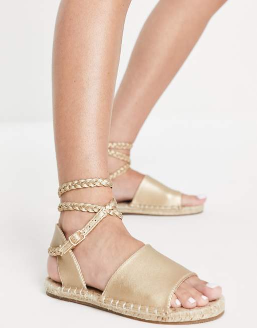 ASOS DESIGN - Jelly - Espadrille-sandalen met touwbandjes in goud