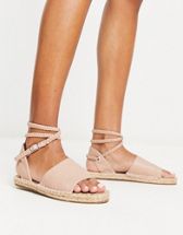 ASOS DESIGN Wide Fit Francis leather woven flat sandals in tan