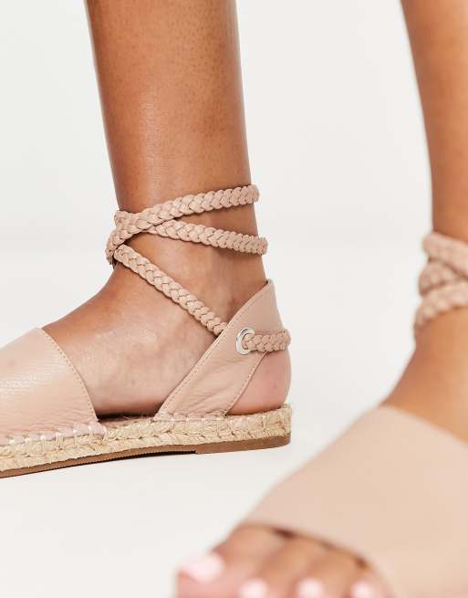 ASOS DESIGN Jelly rope tie espadrilles sandals in beige