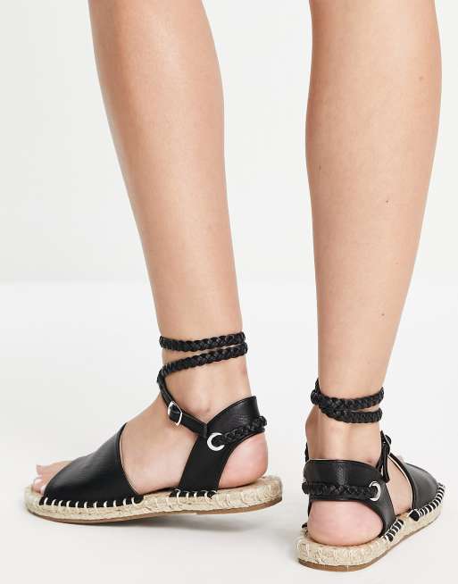 ASOS DESIGN Jinny espadrille with oval buckle in black