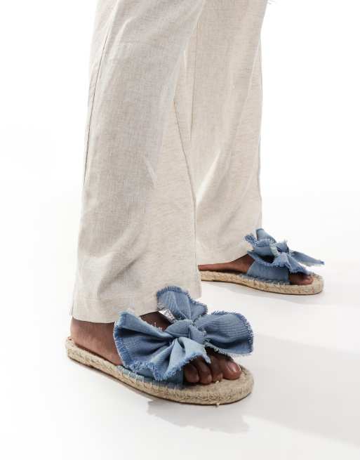 ASOS DESIGN Jem bow espadrille mule sandals in denim