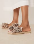 [ASOS DESIGN] ASOS DESIGN Jem bow espadrille mule sandals in leopard-Multi 38 LEOPARD
