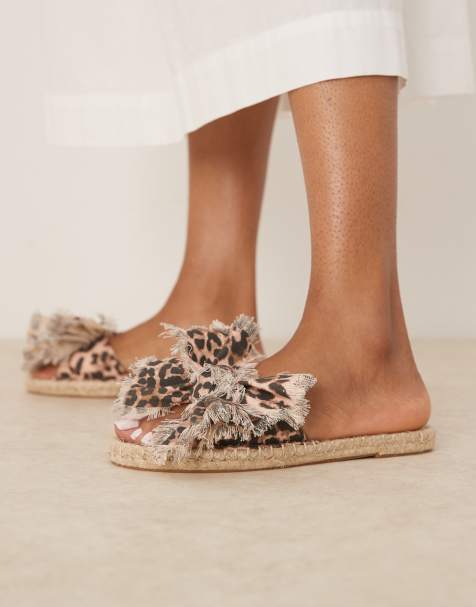ASOS DESIGN – Jem – Leopardmönstrade espadrillos med öppen häl och rosett - view 1