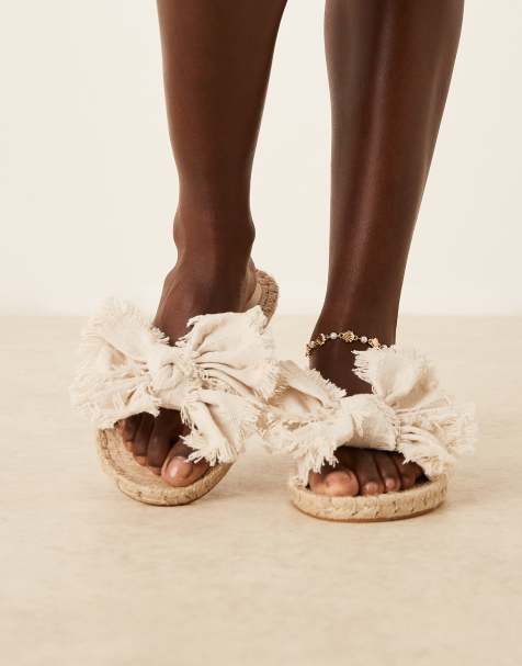 ASOS DESIGN - Jem - Mules style espadrilles avec nœud - Naturel - view 1