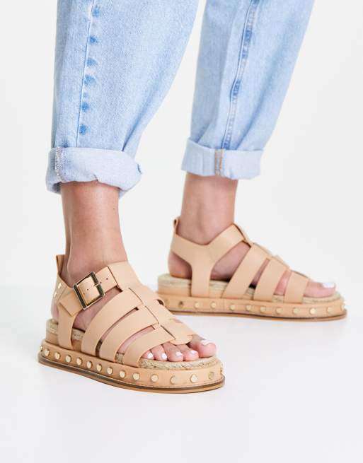 ASOS DESIGN – Jen – Camelowe skórzane espadryle premium typu fisherman, 3 z 4
